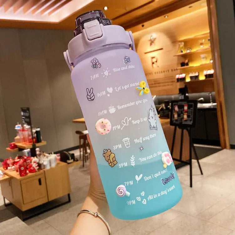 Stickers Water Bottle With Straw 2000ml Cute Portable Scale Bottle SmartPaws