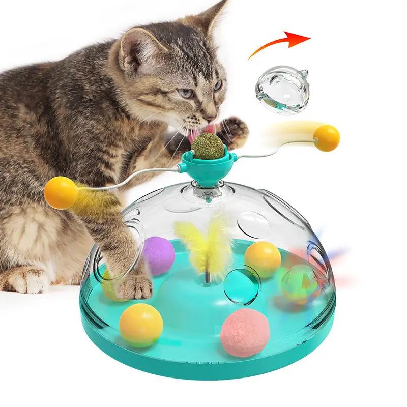 Meows Windmill Funny Cat Toys Interactive Multifunctional Turntable Pet Educational Toys With Catnip Luminous Ball Pinwheel Toys Pet Products SmartPaws