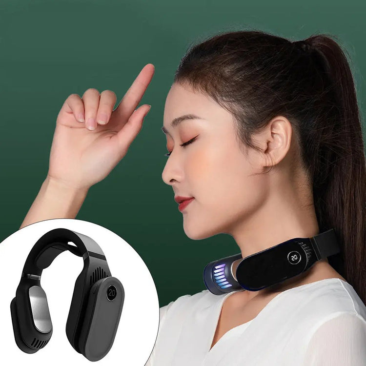 USB Portable Hanging Neck Fan Cooling Cooler Heater Heating Air Conditioner Neck Massager for Home Office, Travel SmartPaws