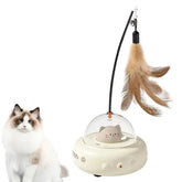 Electric Cat Interactive Toy Pet Toys With Feather Cat Teaser Wand Rechargeable Electric Sensing Pet Toys For Chasing Training SmartPaws