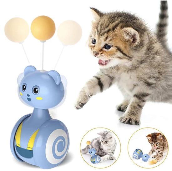 Cat Interactive Feather Toys Pet Bumbler Funny Toy Interactive Cats Toys Cat Rolling Teaser Feather Wand Toys Rotating Ball SmartPaws