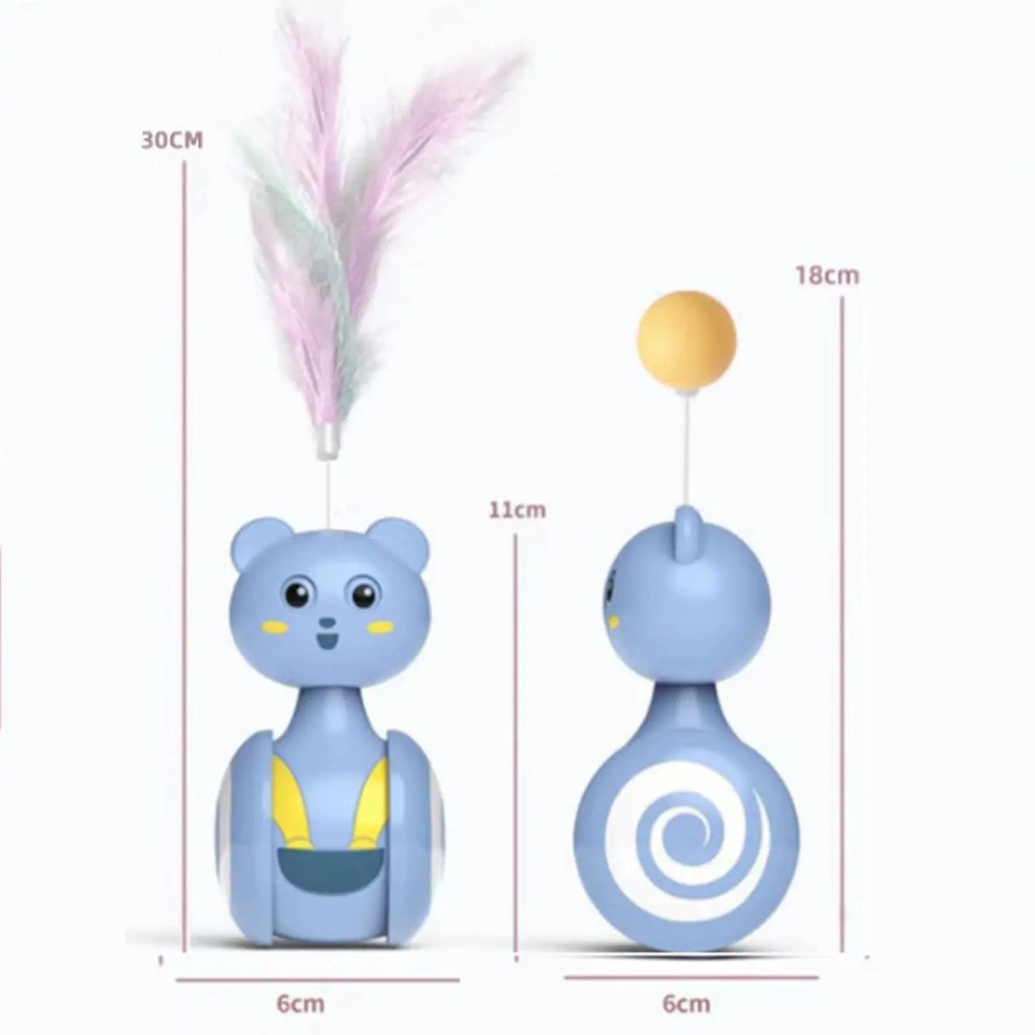 Cat Interactive Feather Toys Pet Bumbler Funny Toy Interactive Cats Toys Cat Rolling Teaser Feather Wand Toys Rotating Ball SmartPaws