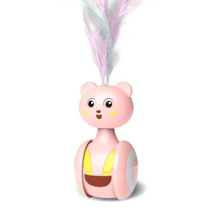 Cat Interactive Feather Toys Pet Bumbler Funny Toy Interactive Cats Toys Cat Rolling Teaser Feather Wand Toys Rotating Ball SmartPaws