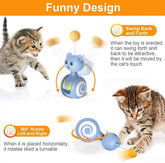 Cat Interactive Feather Toys Pet Bumbler Funny Toy Interactive Cats Toys Cat Rolling Teaser Feather Wand Toys Rotating Ball SmartPaws