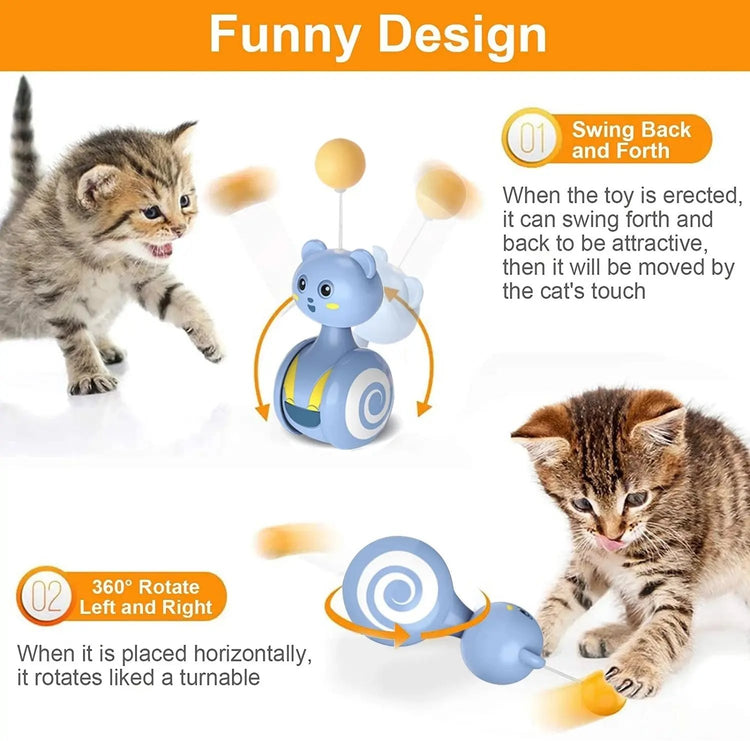 Cat Interactive Feather Toys Pet Bumbler Funny Toy Interactive Cats Toys Cat Rolling Teaser Feather Wand Toys Rotating Ball SmartPaws