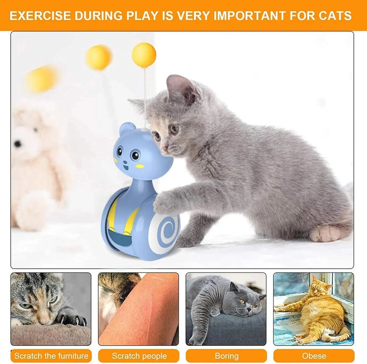Cat Interactive Feather Toys Pet Bumbler Funny Toy Interactive Cats Toys Cat Rolling Teaser Feather Wand Toys Rotating Ball SmartPaws