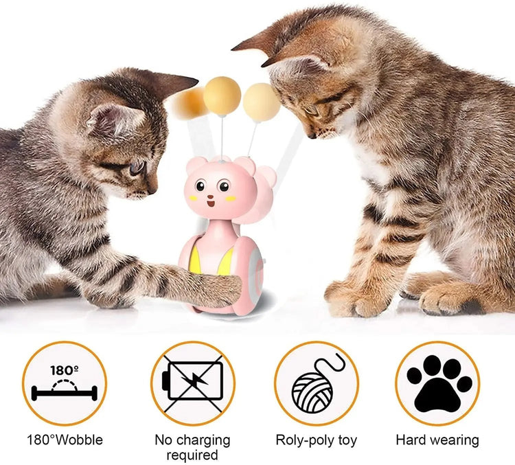 Cat Interactive Feather Toys Pet Bumbler Funny Toy Interactive Cats Toys Cat Rolling Teaser Feather Wand Toys Rotating Ball SmartPaws