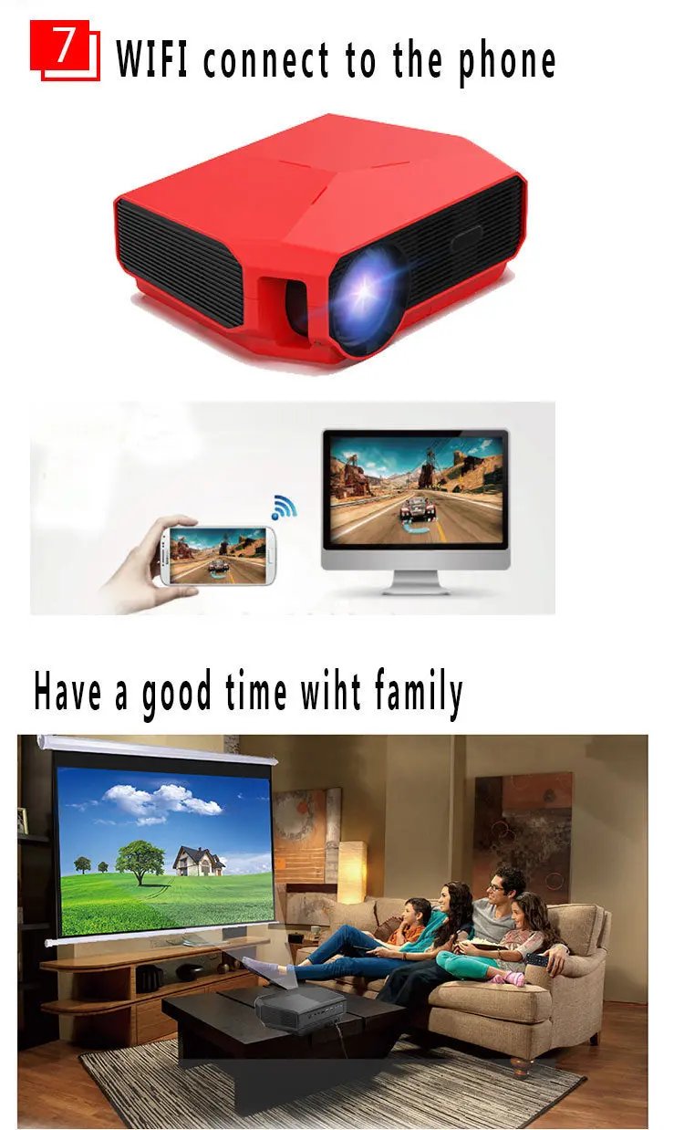 1080P HD Home Portable Voice Connection WiFi Mobile Phone Wireless Mini Projector SmartPaws
