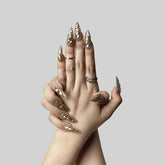 GGddsha Full Diamond Medium Almond Press On NailsReusable PMMA Acrylic Handmade Nails Full Deluxe 3DCrystal Fake Nails W Box Gift For Women,Crown Jewel SmartPaws