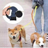 Dual Pet Leash Retractable Reflective Lead 360 Swivel Double Dog Walking Leash
