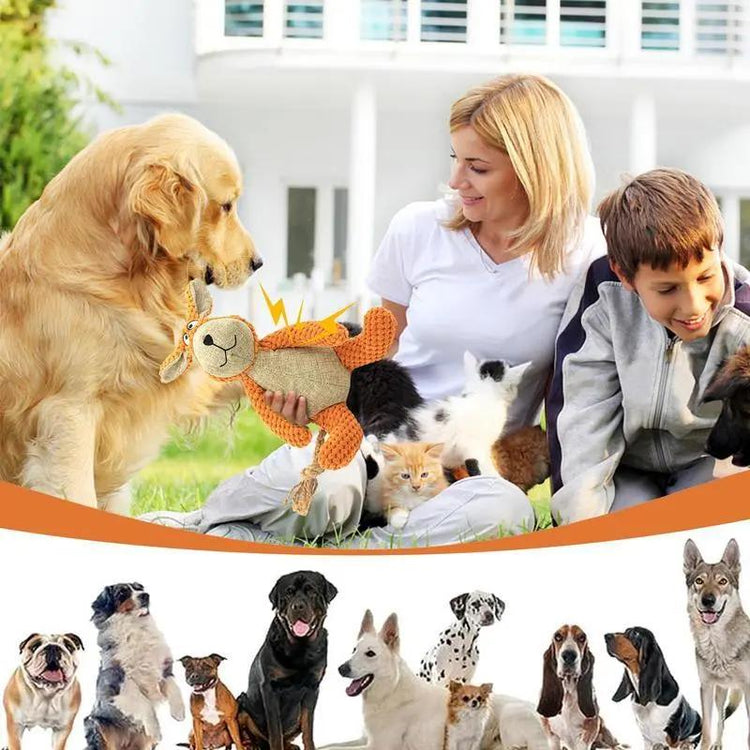 Dog Plush Toys Pet Squeaky Animal CuteShape Toy Dog Bite-Resistant Clean Teeth Chew Toy Pet Supplies Interactive Toys SmartPaws