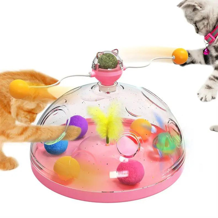 Meows Windmill Funny Cat Toys Interactive Multifunctional Turntable Pet Educational Toys With Catnip Luminous Ball Pinwheel Toys Pet Products SmartPaws