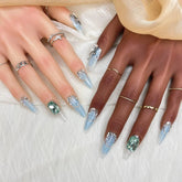 GGDDSHA Handmade Press On Nails, Luxury &Custom Fake Nails 3D Handmade Reusable UVFinished False Nails, Hand-Painted Nail,Nebula Glint SmartPaws