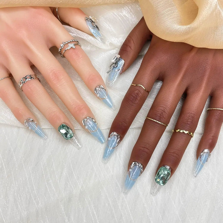 GGDDSHA Handmade Press On Nails, Luxury &Custom Fake Nails 3D Handmade Reusable UVFinished False Nails, Hand-Painted Nail,Nebula Glint SmartPaws