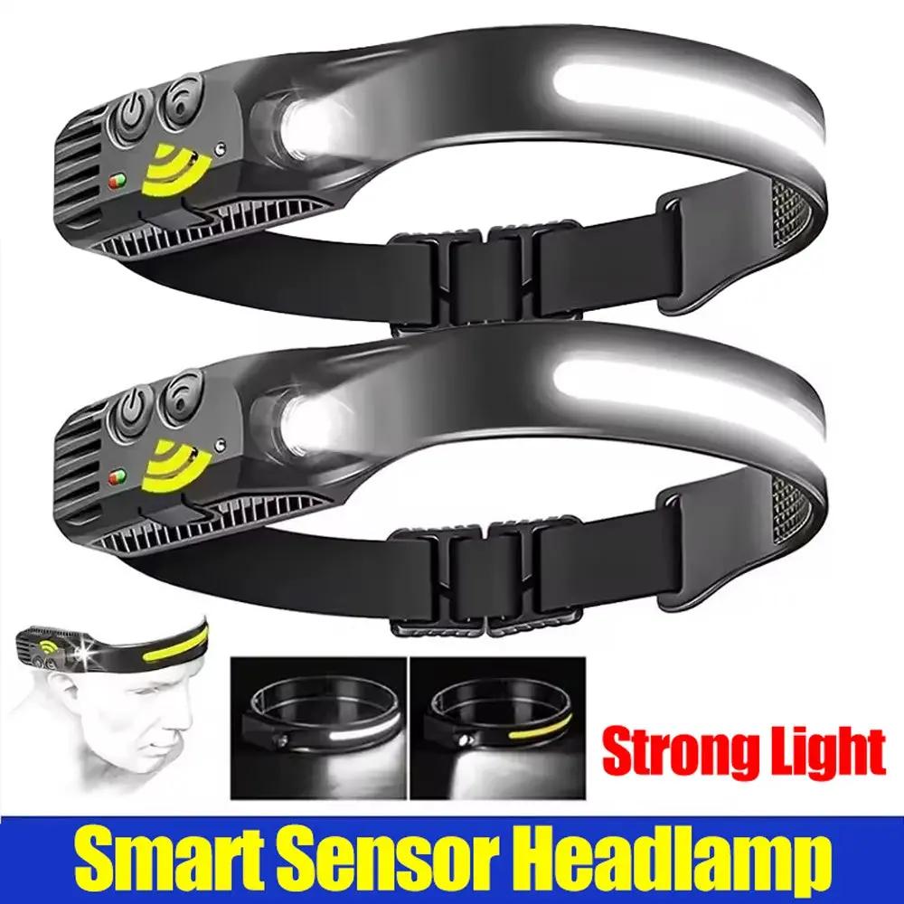 LED Head Torch Rechargeable Waterproof COB Headlamp Motion Sensor Headlight Work Light SmartPaws
