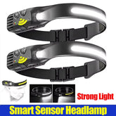 LED Head Torch Rechargeable Waterproof COB Headlamp Motion Sensor Headlight Work Light SmartPaws