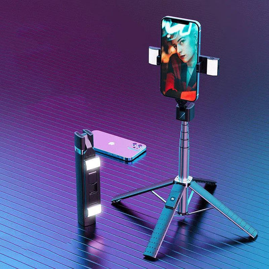 Quadrupod Double Fill Light Mobile Phone Bluetooth-compatible Selfie Stick - SmartPaws