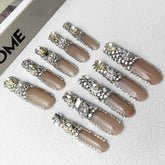 GGddsha 2024 New PMMA Acrylic Press On Nails StunningBling Nails, Rhinestone Fake Nails, Glitter Rhinestone NailsGradient Fake NailsCrystal Cascade SmartPaws