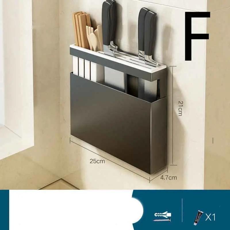 Perforation-free Wall-mounted Knife Storage Rack For Kitchen