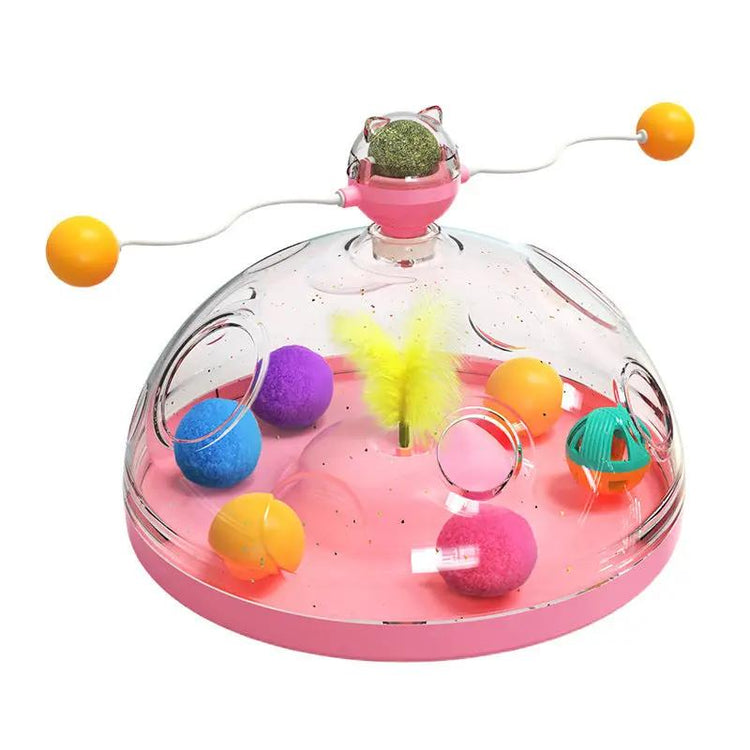 Meows Windmill Funny Cat Toys Interactive Multifunctional Turntable Pet Educational Toys With Catnip Luminous Ball Pinwheel Toys Pet Products SmartPaws