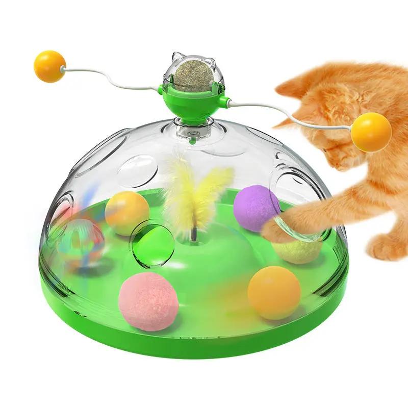 Meows Windmill Funny Cat Toys Interactive Multifunctional Turntable Pet Educational Toys With Catnip Luminous Ball Pinwheel Toys Pet Products SmartPaws