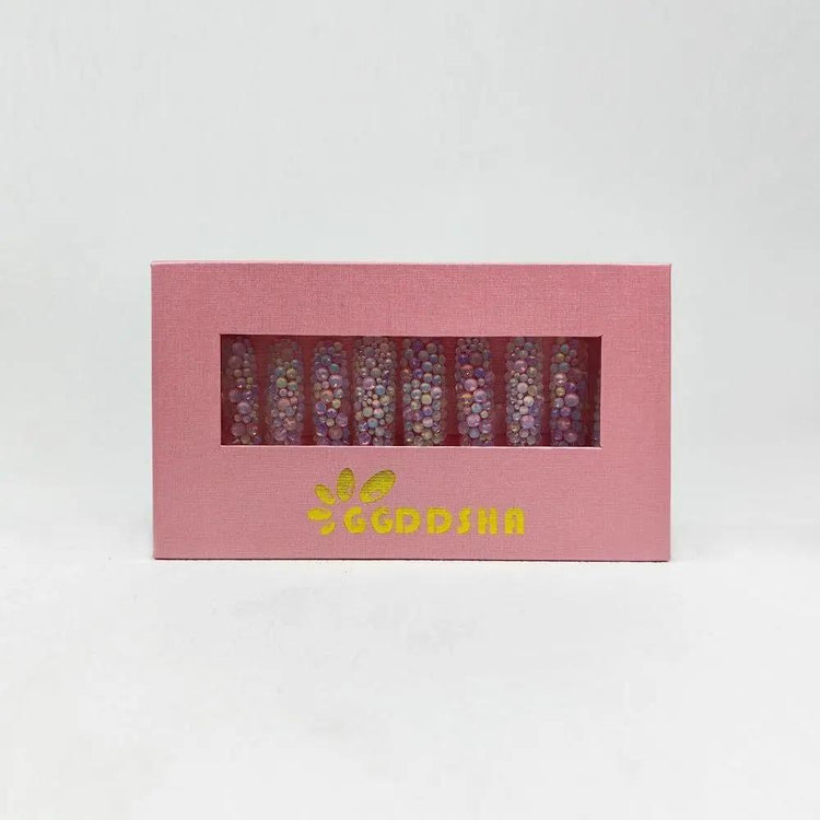 GGddsha 2025 Long Novel Design And Reusable HandmadePMMA Acrylic Press On Nails Full Coverage Candy 3D CrystaFake Nails With Box Gifts For Women,Pastel Galaxy SmartPaws