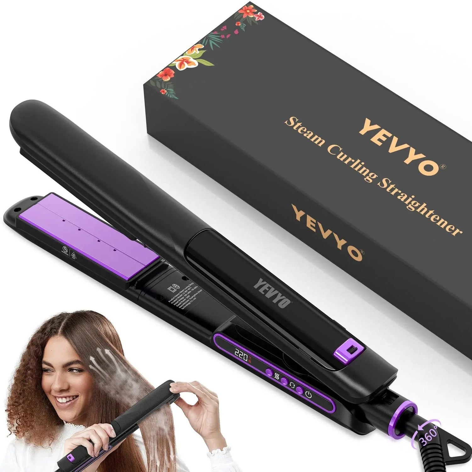 Steam Straighteners For Hair, Professional Salon Titanium Vapor Straightening Irons, High-end Salon Water Light Steam Flat Iron 24 Hour Anti-frizz Make Hair Smooth And Adds Shine SmartPaws