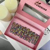 GGddsha 2025 Long Nail Designs Reusable PMMA AcrylicBaroque Glass Style Press-on Nails With Box Gifts ForWomen,Mosaic Mirage SmartPaws