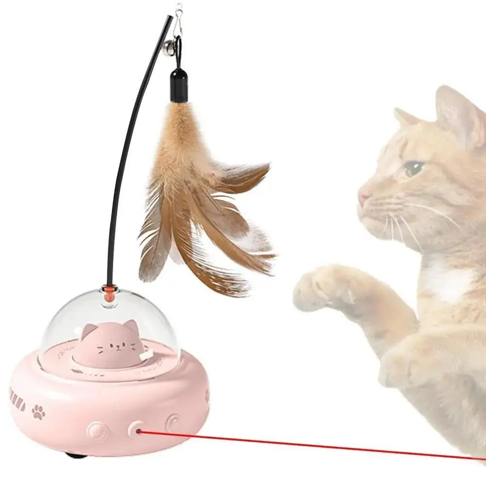 Electric Cat Interactive Toy Pet Toys With Feather Cat Teaser Wand Rechargeable Electric Sensing Pet Toys For Chasing Training SmartPaws