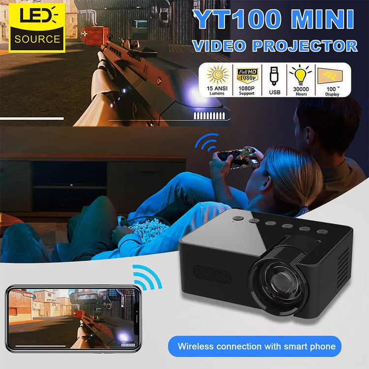 YT100 Home Mini Portable Mini Projector HD Home Wireless Mini Phone Projection SmartPaws
