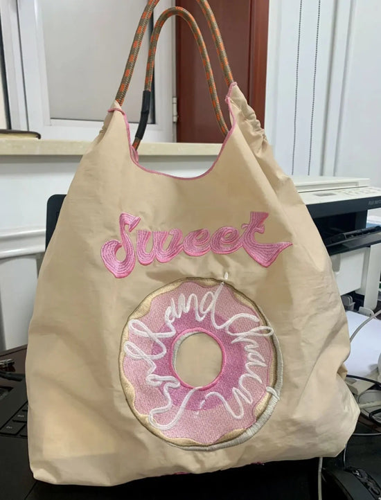 Japanese Nylon Cloth Donut Embroidery Eco-friendly Bag SmartPaws