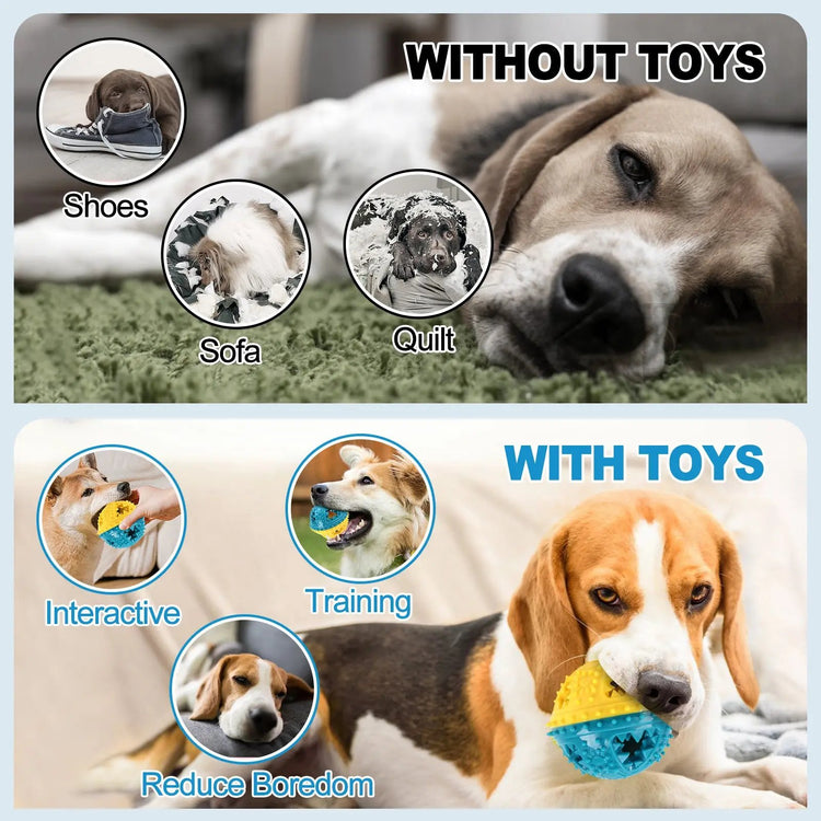 Dog Chew Toys Grinding Teeth Sound Ball Toys Leaking Food Balls Anti Bite Interactive Training Cleaning Teeth Toys Pet Products SmartPaws