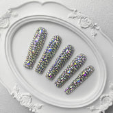 GGddsha 2025 Long Novel Design And Reusable PMMAAcrylic Press On Nails  Handmade Nails Full CoverLuxurious 3D Crystal False Nails With Box Gifts,Stellar Shine SmartPaws