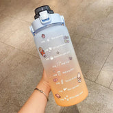 Stickers Water Bottle With Straw 2000ml Cute Portable Scale Bottle SmartPaws