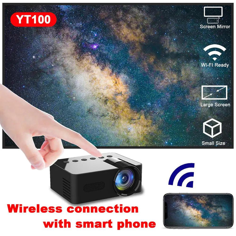 YT100 Home Mini Portable Mini Projector HD Home Wireless Mini Phone Projection SmartPaws