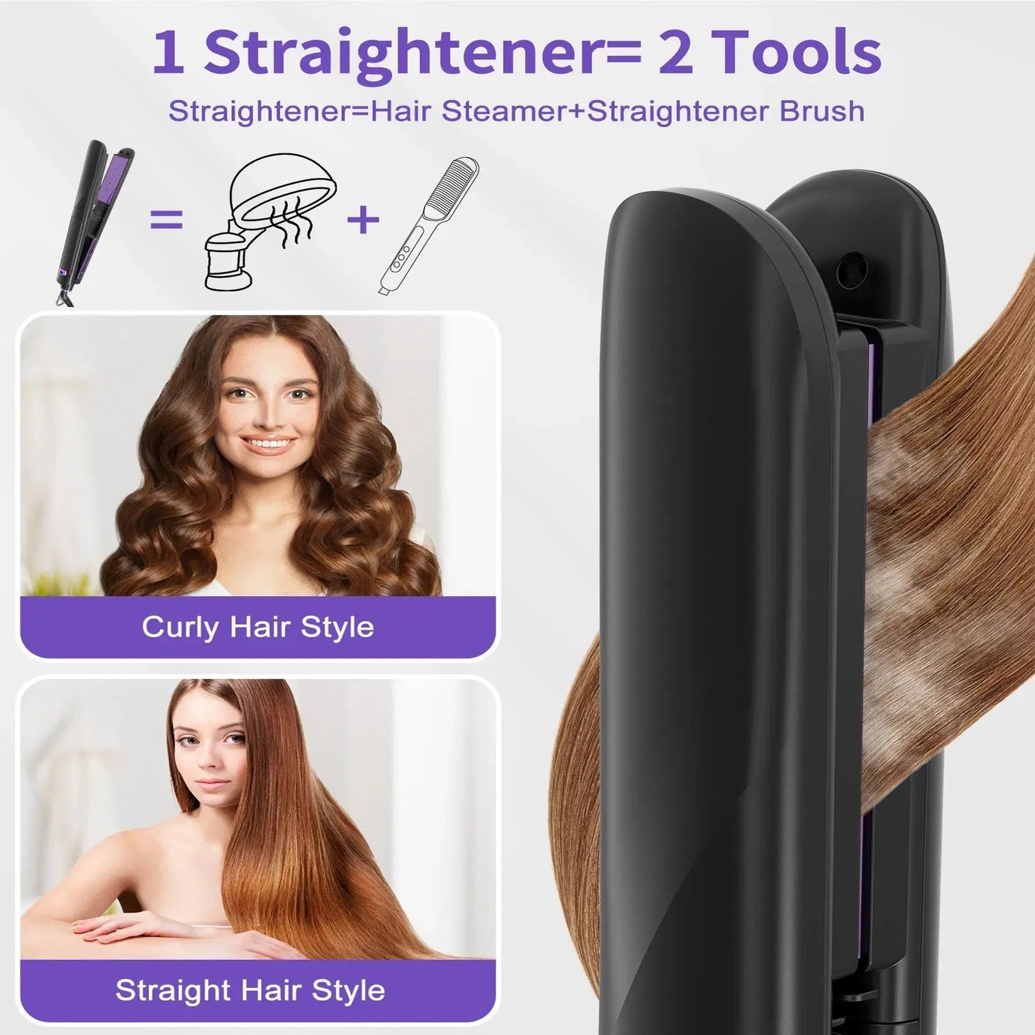 Steam Straighteners For Hair, Professional Salon Titanium Vapor Straightening Irons, High-end Salon Water Light Steam Flat Iron 24 Hour Anti-frizz Make Hair Smooth And Adds Shine SmartPaws
