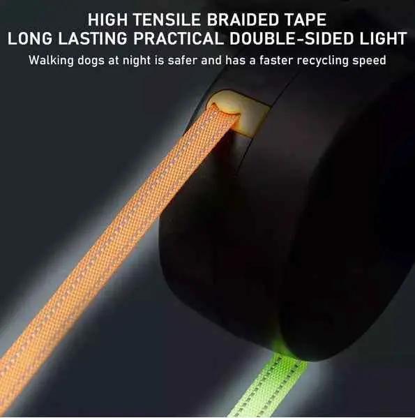Dual Pet Leash Retractable Reflective Lead 360 Swivel Double Dog Walking Leash