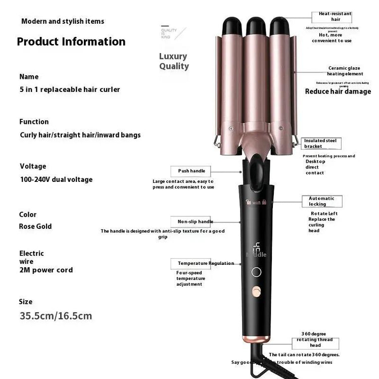 Five-in-one Tube Replacement Hair Curler Does Not Hurt Hair Negative Ion Multifunction Curlers - SmartPaws