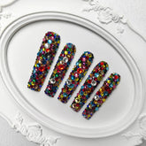 GGddsha 2025 Long Nail Designs Reusable PMMA AcrylicBaroque Glass Style Press-on Nails With Box Gifts ForWomen,Mosaic Mirage SmartPaws